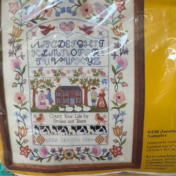 New NOS 1984 The Creative Circle Embroidery Kit # 0336 Jacobean Sampler unopened - Picture 11 of 11